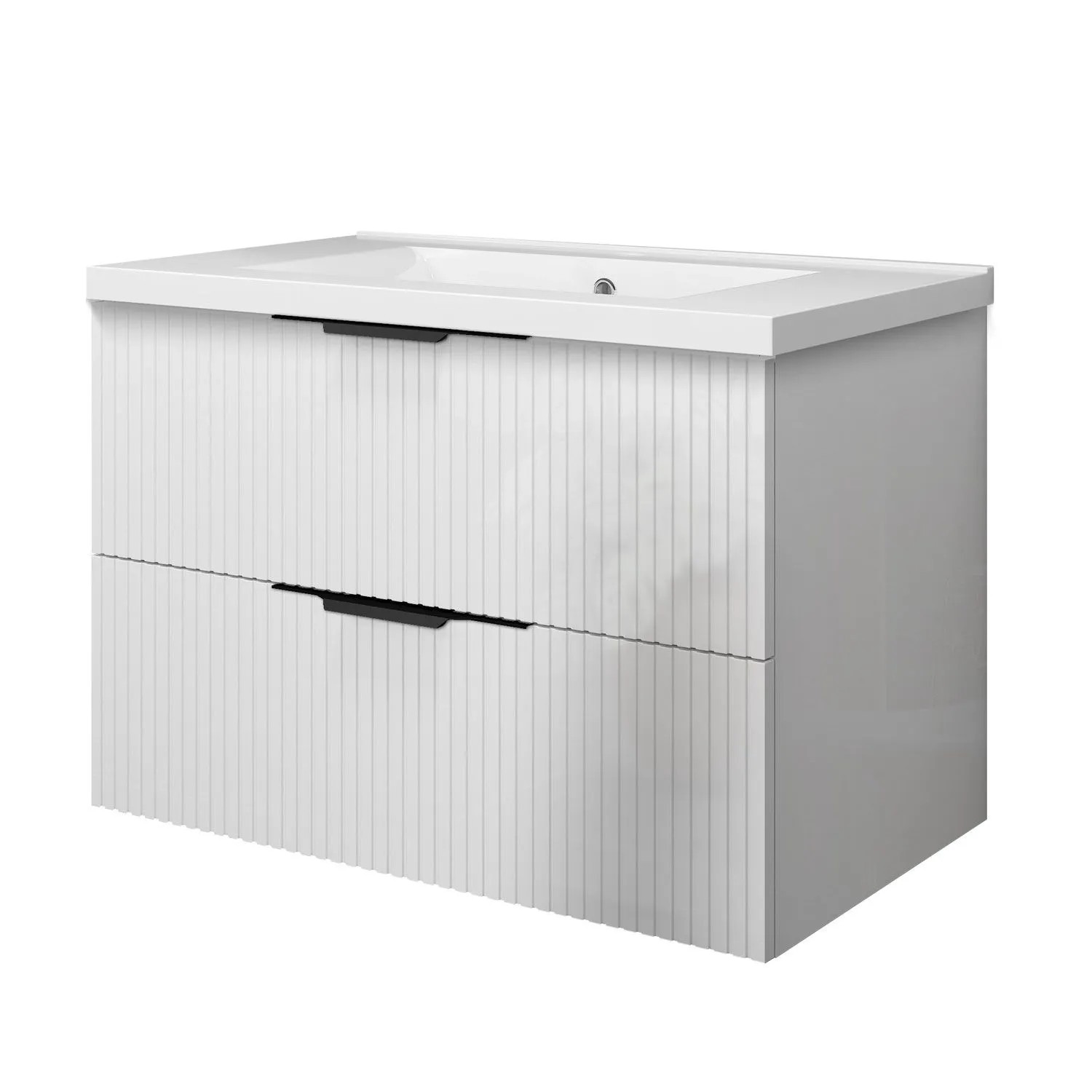 Duschspa Badmöbel 80cm Waschtisch mit Unterschrank Hochglanz Weiß