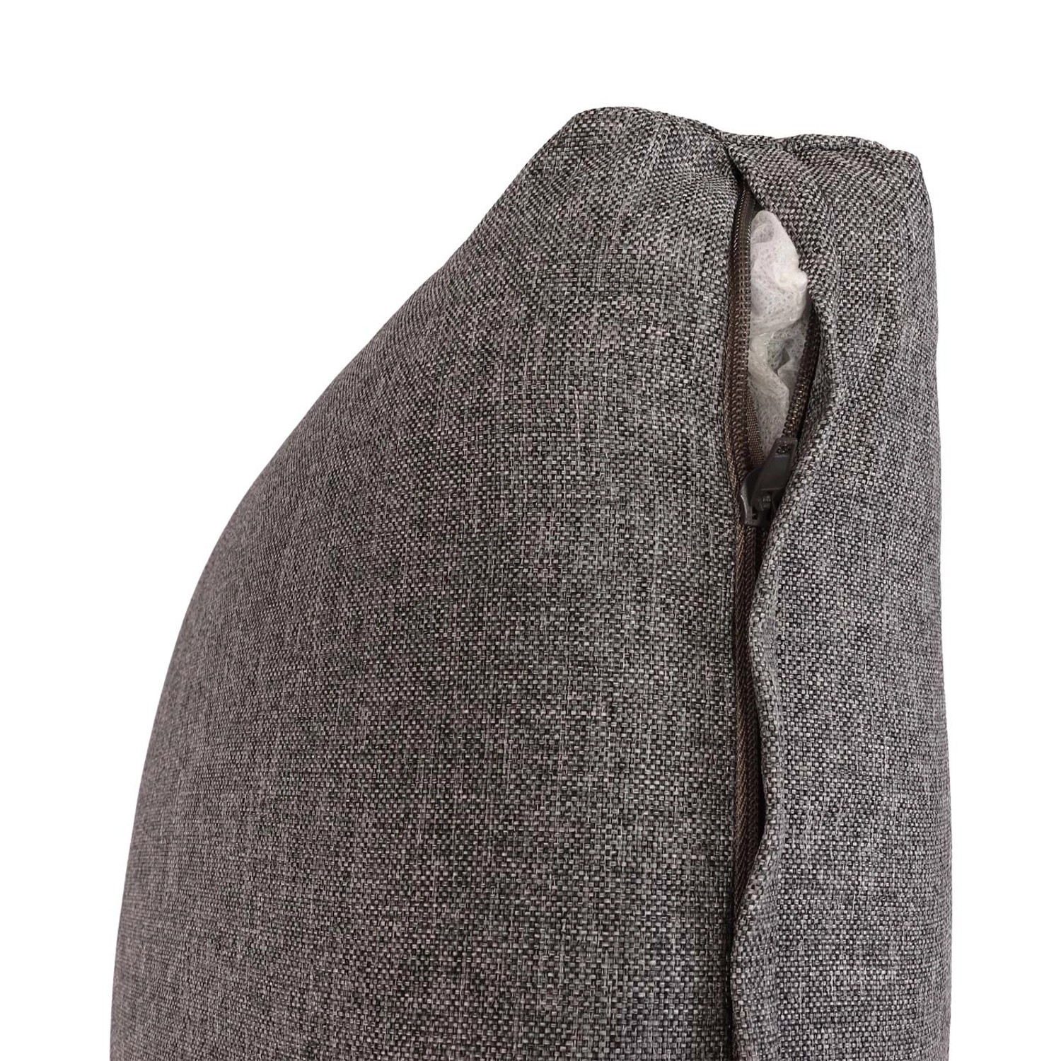 Detailaufnahme eines dunkelgrauen Sitzpolsters mit Reißverschluss der MCW Garten-Garnitur.