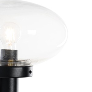 QAZQA Moderne Außenwandleuchte Schwarz mit Glas Elly