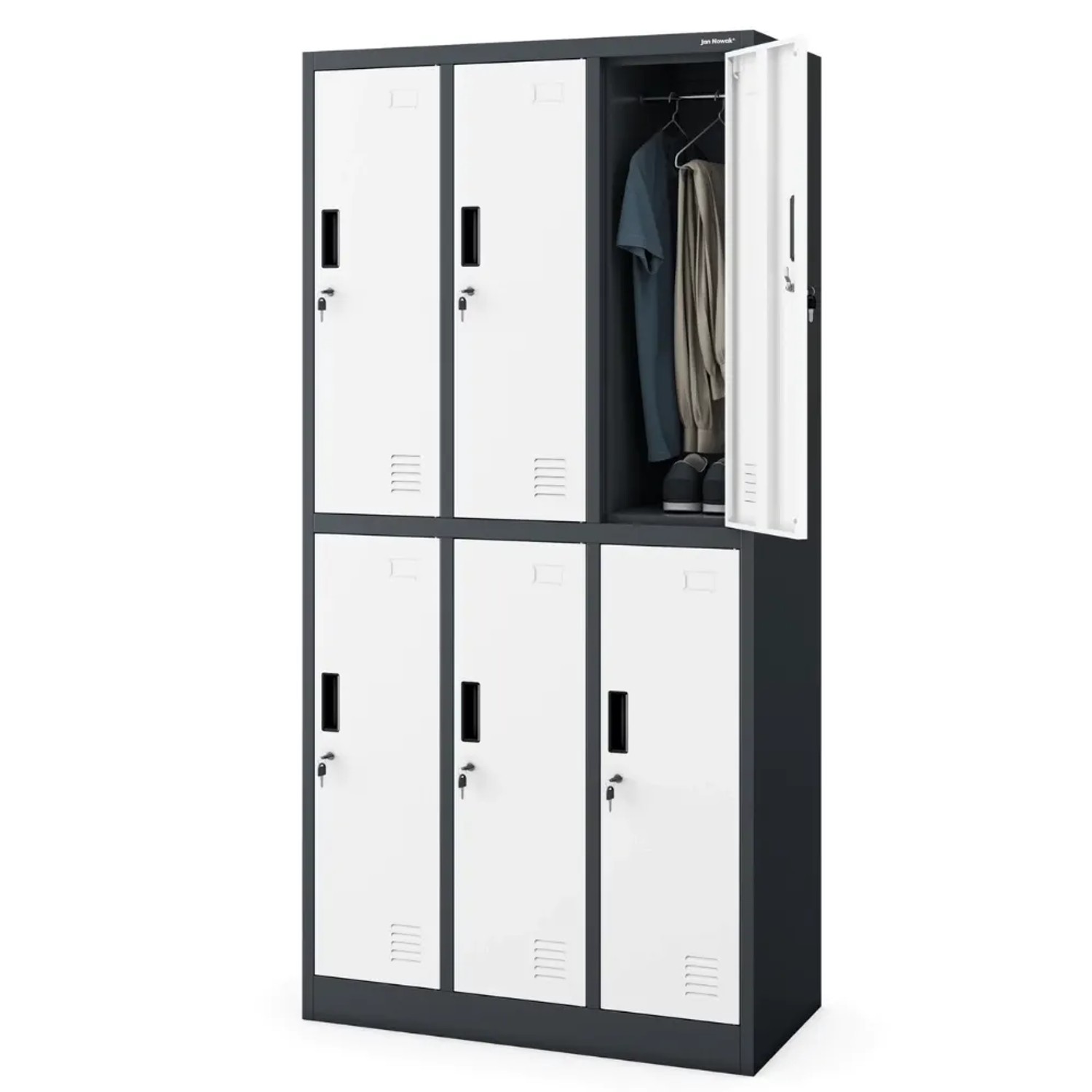 JAN NOWAK Umkleideschrank Spind IGOR 6 Abteile 185 x 90 x 45 cm Anthrazit-Weiß