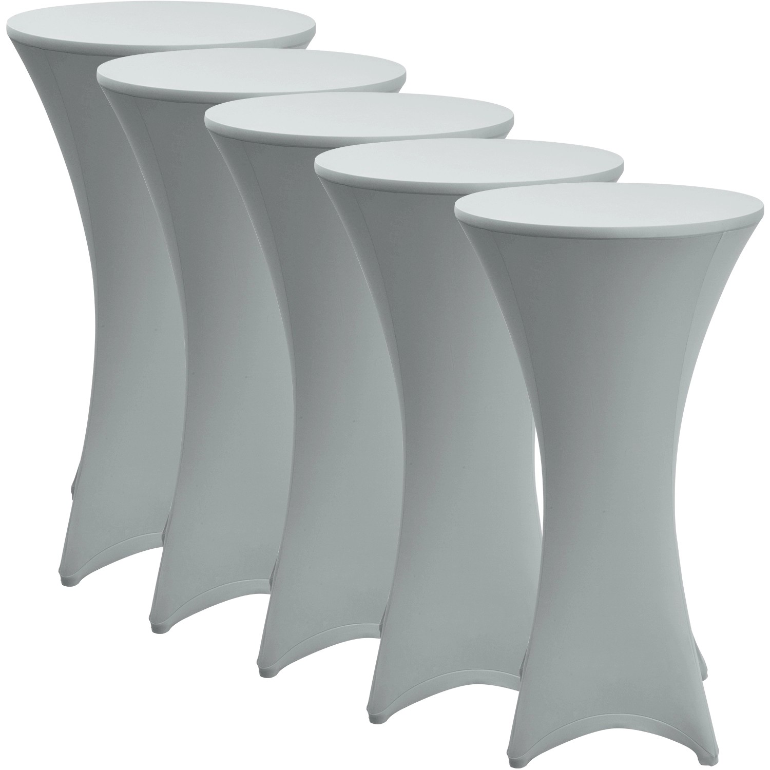 Beautissu Stella Stehtischhusse Ø 70cm Silber 5tlg