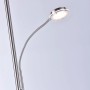 Moderne LED-Stehleuchte Hans Stahl mit flexiblem Lesearm, dimmbarer Fluterkopf.