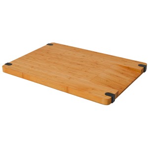DuneDesign Schneidebrett aus Bambus (44x30cm) mit Ausguss und Antirutsch-Füßen.