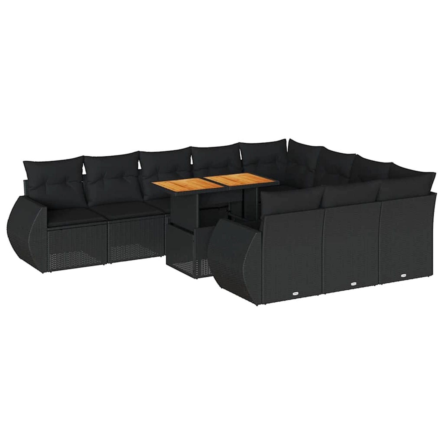 vidaXL 11-Tlg Garten-Sofagarnitur mit Kissen Schwarz Poly Rattan 3327310 günstig online kaufen