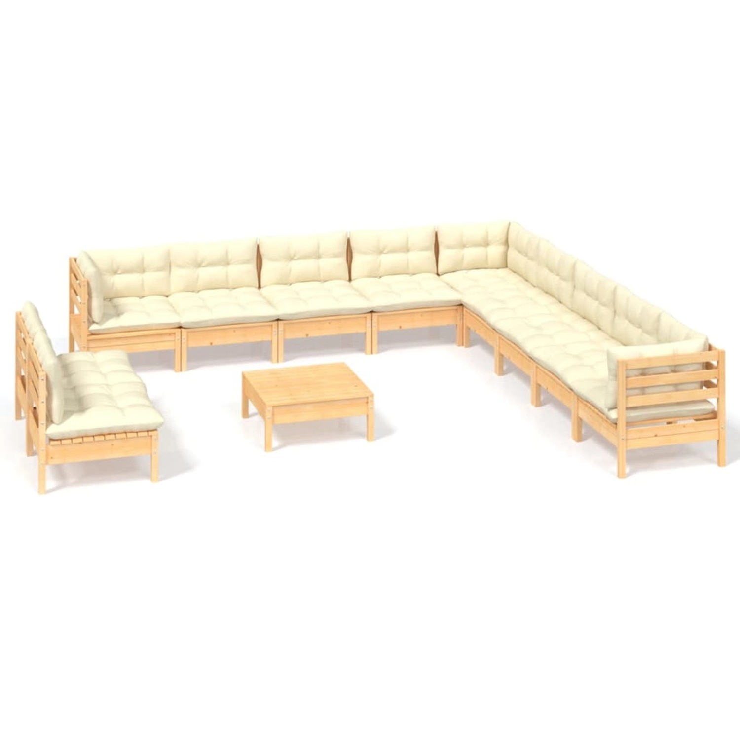 vidaXL 12-tlg Garten-Lounge-Set mit Creme Kissen Massivholz Kiefer Modell 1