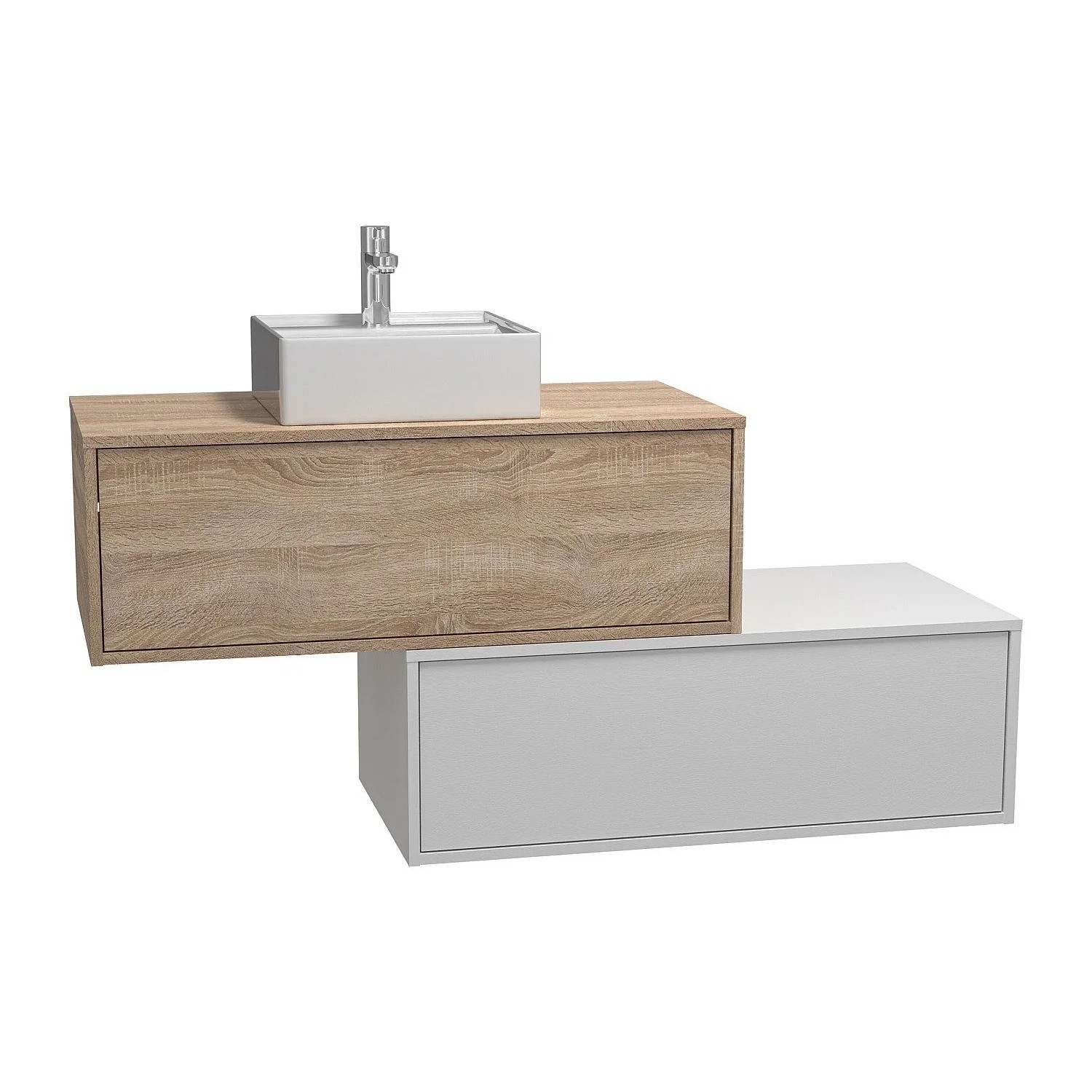 Vente-unique Einzelwaschtisch Teana Naturfarben Hell  Weiß 94 cm