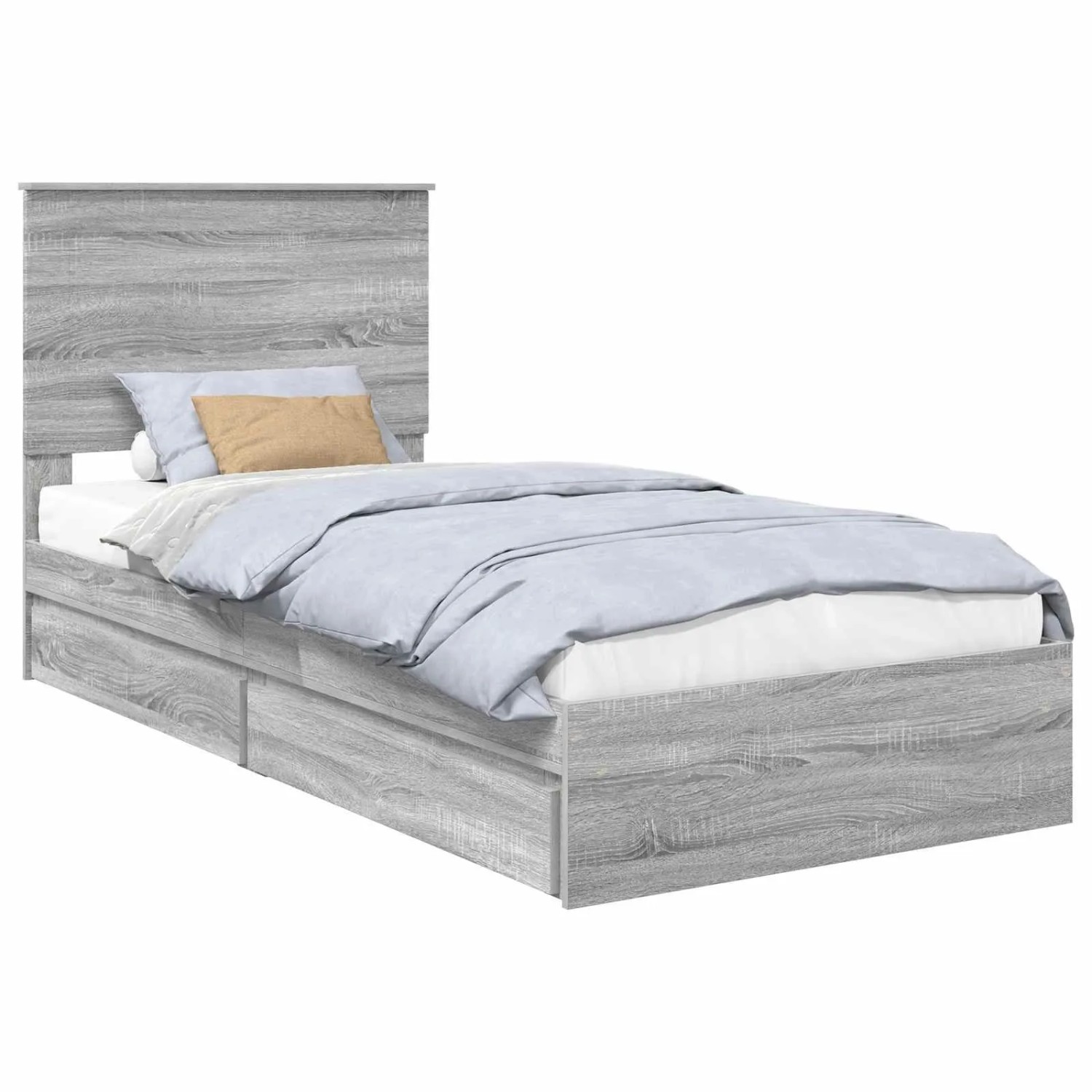 vidaXL Stauraumbett Grau Sonoma 90 x 200 cm Holzwerkstoff 3409599 günstig online kaufen
