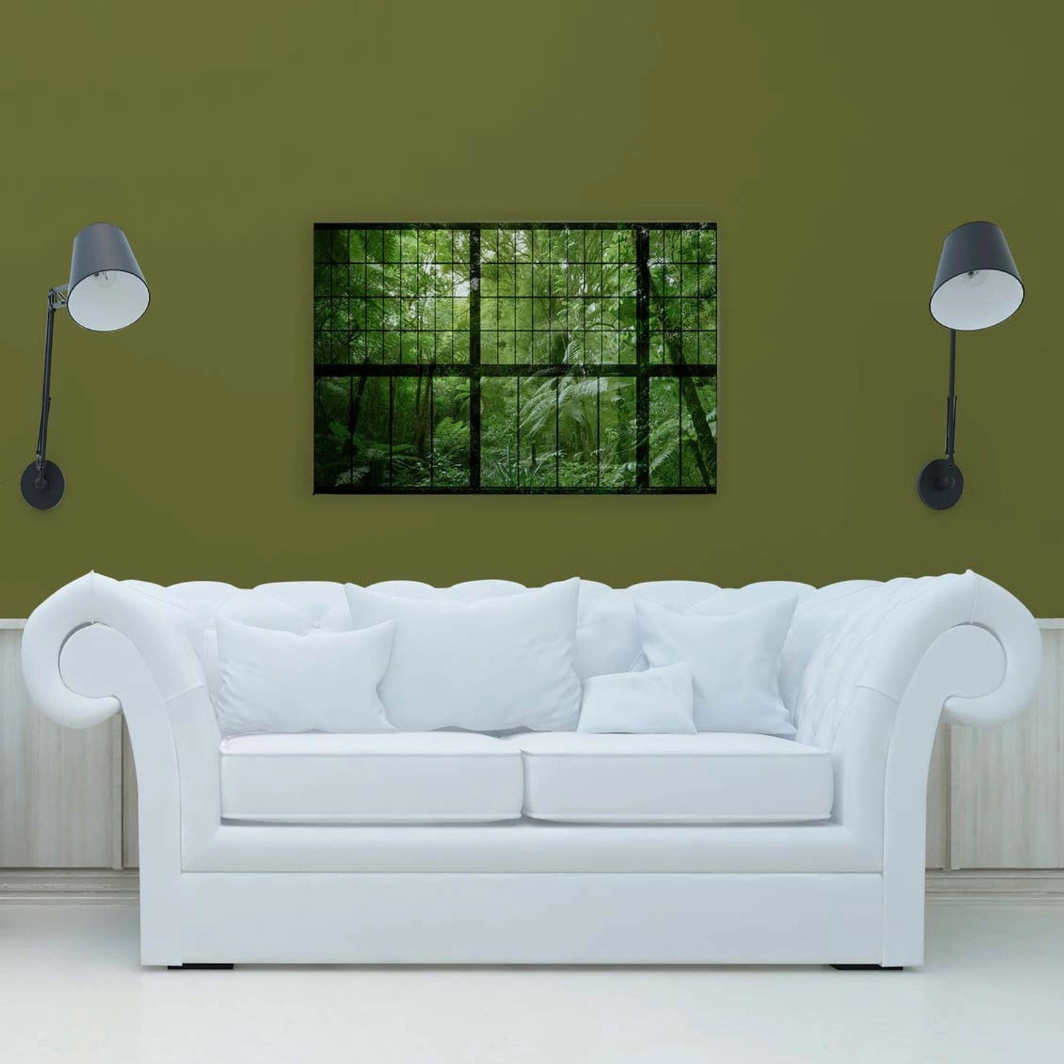 Bricoflor Fensterblick Bilder Auf Leinwand Regenwald Wandbild In 120 X 80 Cm Dschungel Leinwandbild Grün Für Bad Und Sch