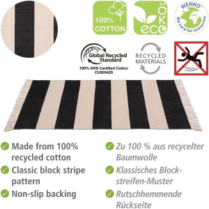 Wenko Badematte Kasi mit Blockstreifen, aus recycelter Baumwolle, 50x80 cm.