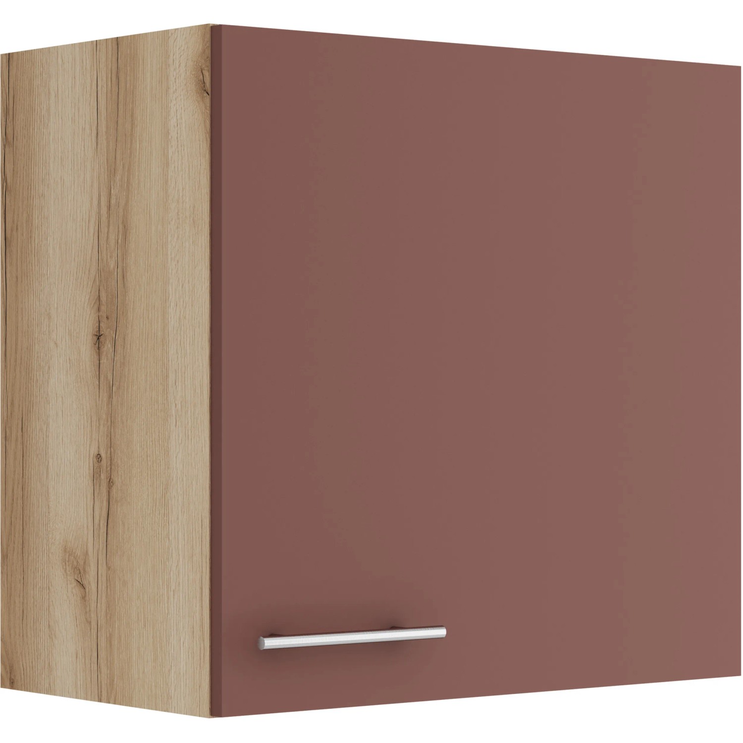 OPTIFIT Bari407 Küchen-Hängeschrank, 60 cm, Rostrot/Wildeiche Dekor mit Edelstahlgriff.