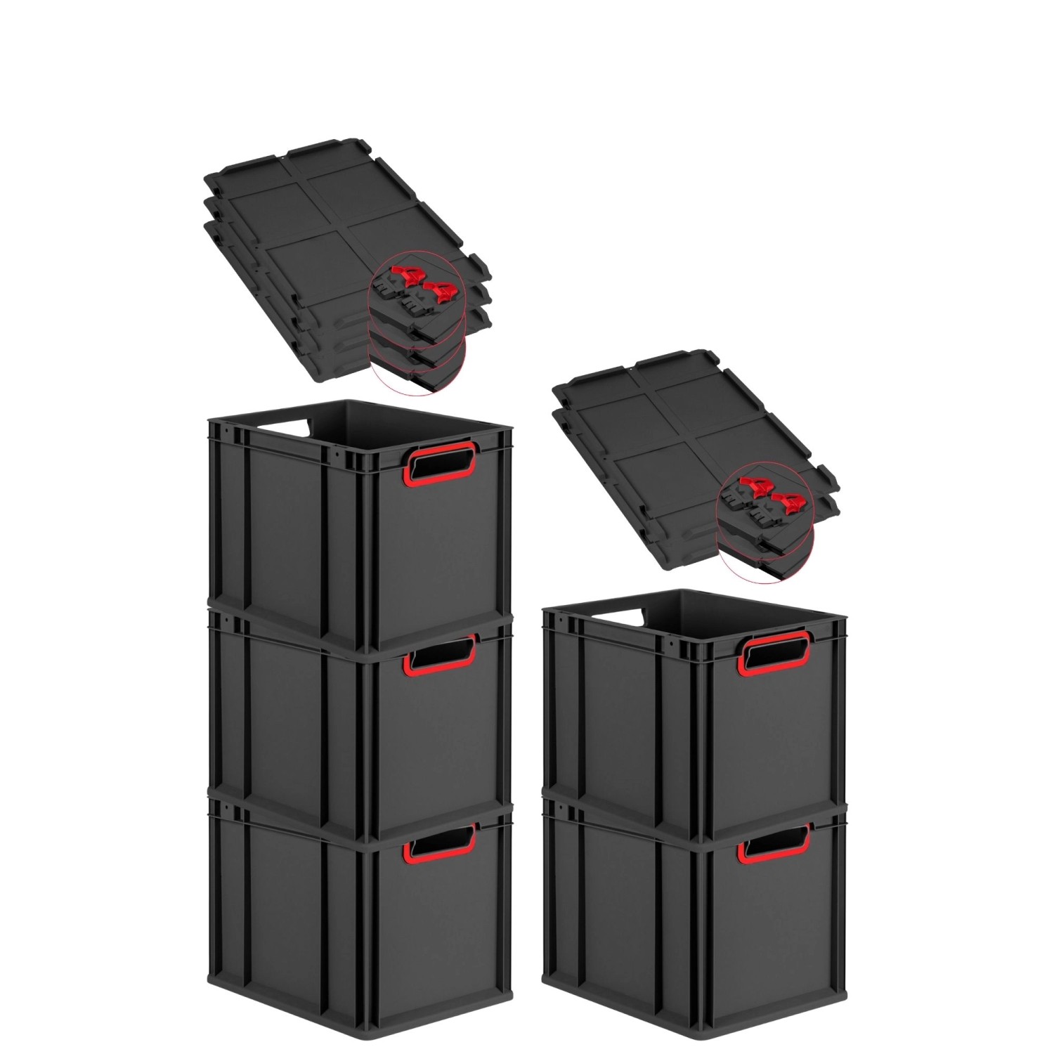 PROREGAL SuperSparSet 5x Eurobox Nextgen Color Mit Scharnierdeckel HxBxT 32 günstig online kaufen