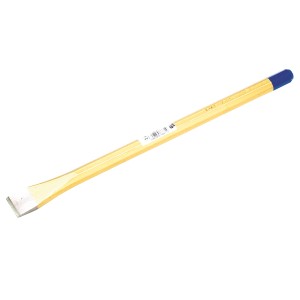 LUX Maurermeißel flach, 400 mm, mit Holzgriff und blauem Griffende.