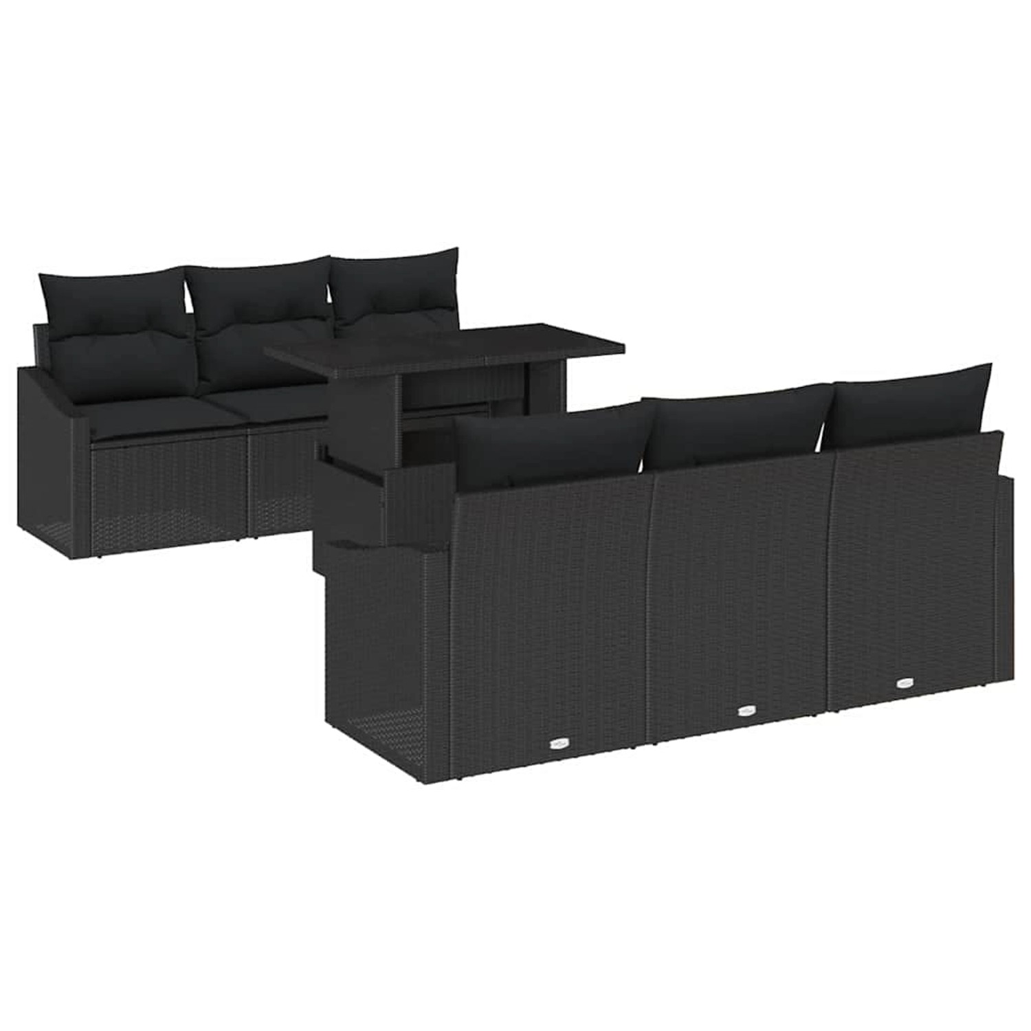 vidaXL 7-Teiliges Garten-Sofa-Set mit Kissen aus Schwarzem Poly Rattan 3357 günstig online kaufen