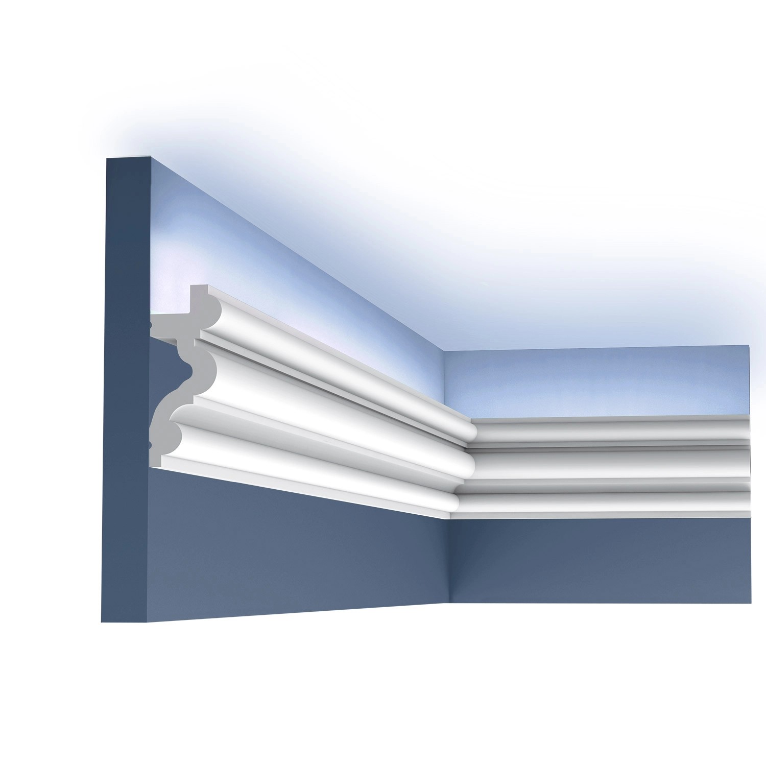 ORAC DECOR C324 LUXXUS AUTOIRE Eckleiste Stuckleiste Indirekte Beleuchtung 2 m 200 cm x 3,4 cm x 8,3 cm Weiß