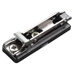 Salice Blitz Montageplatte Linear H0, Exzenterverstellung, für Holzschrauben, Titanium, Möbelbeschlag.