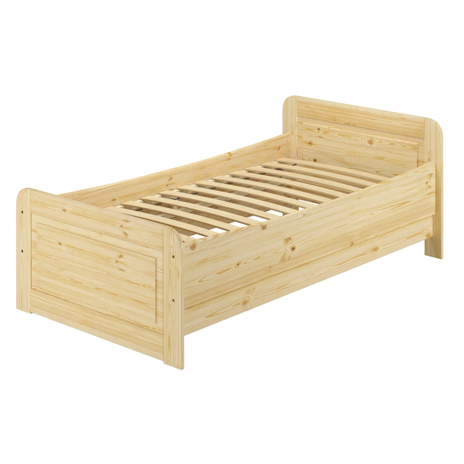 Erst-Holz Einzelbett 90 x 200 Kiefer Massiv mit Federleisten Modell 42