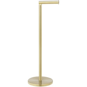 Wenko Stand Toilettenpapierhalter 2 in 1 Gold aus Edelstahl, freistehend.
