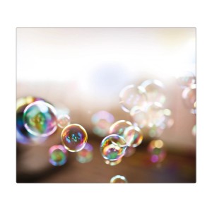 Banjado Herdabdeckplatte Glas mit Seifenblasen Motiv, 60x52cm, auch als Schneidebrett nutzbar.