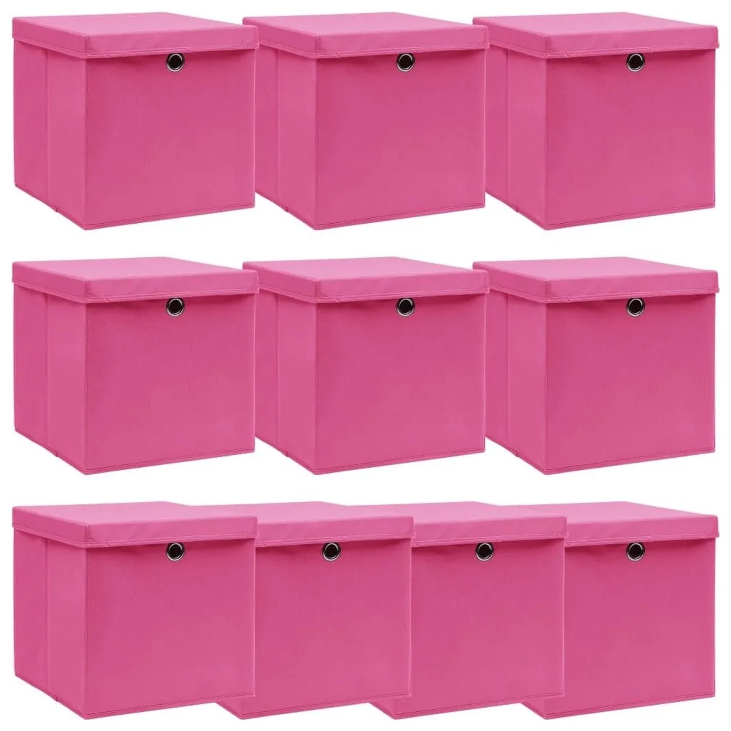vidaXL Aufbewahrungsboxen mit Deckeln 10 Stk Rosa 32x32x32 cm Stoff 288348