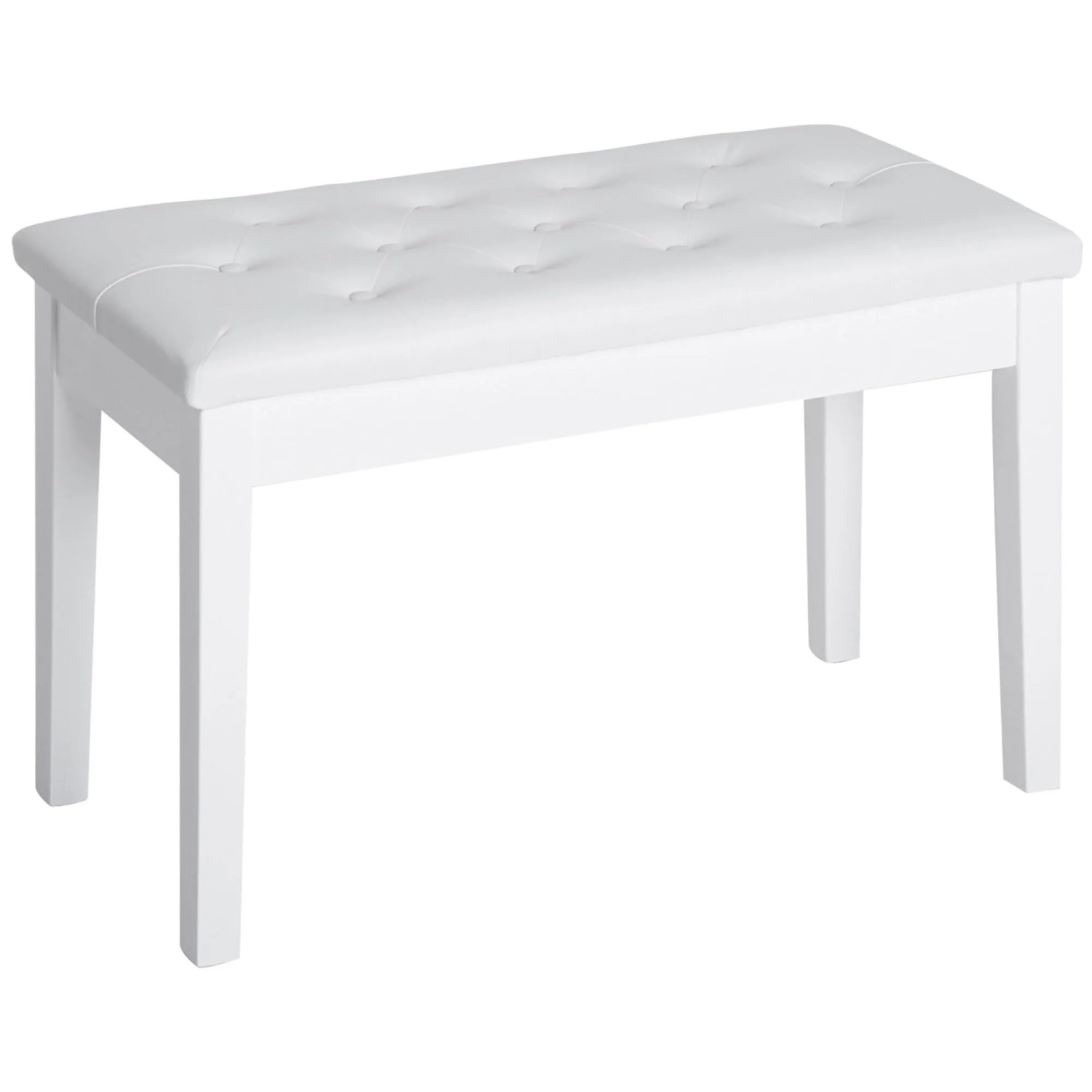 HOMCOM Klavierhocker Gummiholz Kunstleder Weiß 76L x 36B x 50H cm