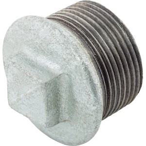 Stopfen, 41,9 mm (R 1 1/4), Temperguss, verzinkt, für Temperguss-Fittings.