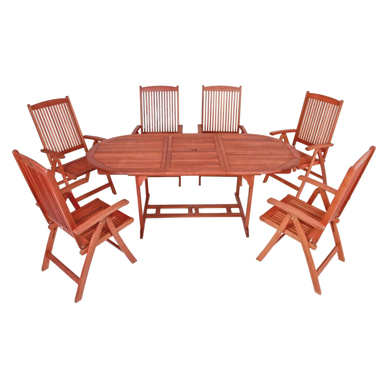 DELUKE Garten-Sitzgruppe REIMS 7-tlg. Eukalyptus Natur Gartenmöbel-Set Gartengarnitur Garten-Essgruppe Stühle Esstisch