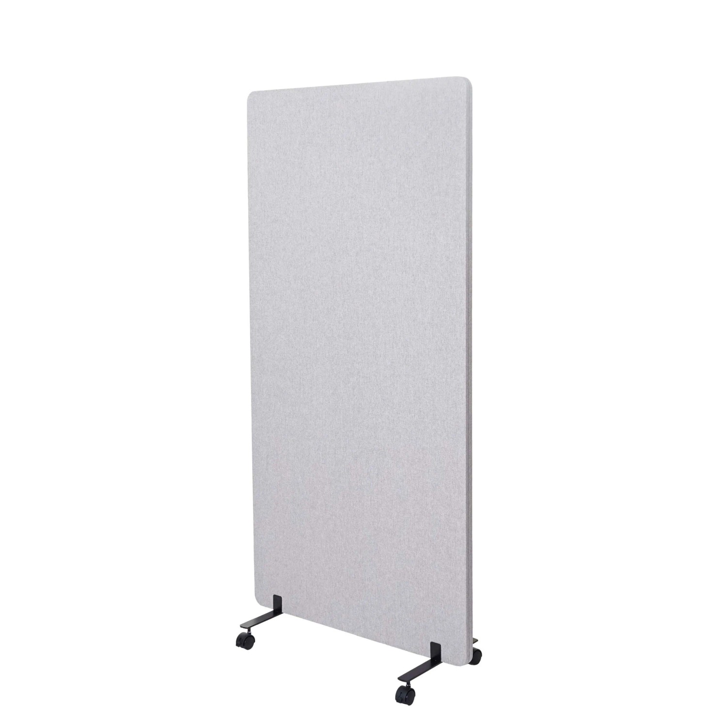 MCW Akustik-Trennwand G77 Doppelwandig Rollbar Textil 167x80cm Grau