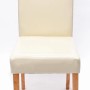 MCW Esszimmerstuhl Littau im 6er-Set, creme Leder, helle Holzbeine.