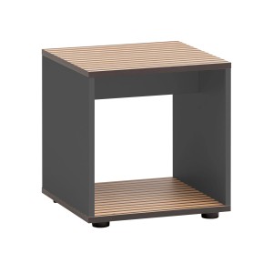Anthrazitfarbener Sitzhocker Katta mit Akustikpaneel-Optik, 42x40x40 cm.