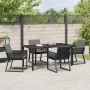 Schwarze 5-teilige Garten Essgruppe aus Poly Rattan von vidaXL. Gartenmöbel Set mit Tisch und Stühlen.
