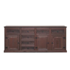 Kolonial gebeiztes Sideboard "New Mexico" mit 7 Schubladen und 3 Türen aus massivem Kiefernholz.