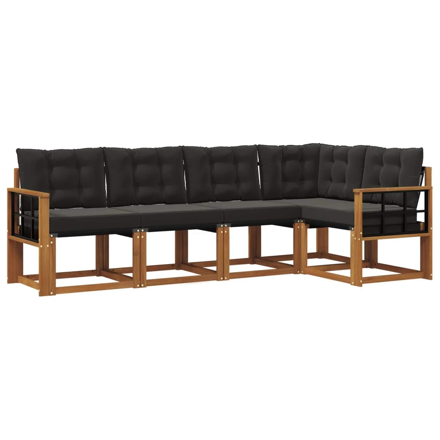 vidaXL Outdoor-Sofagarnitur mit Kissen 5-Tlg Natur und Schwarz 3368671