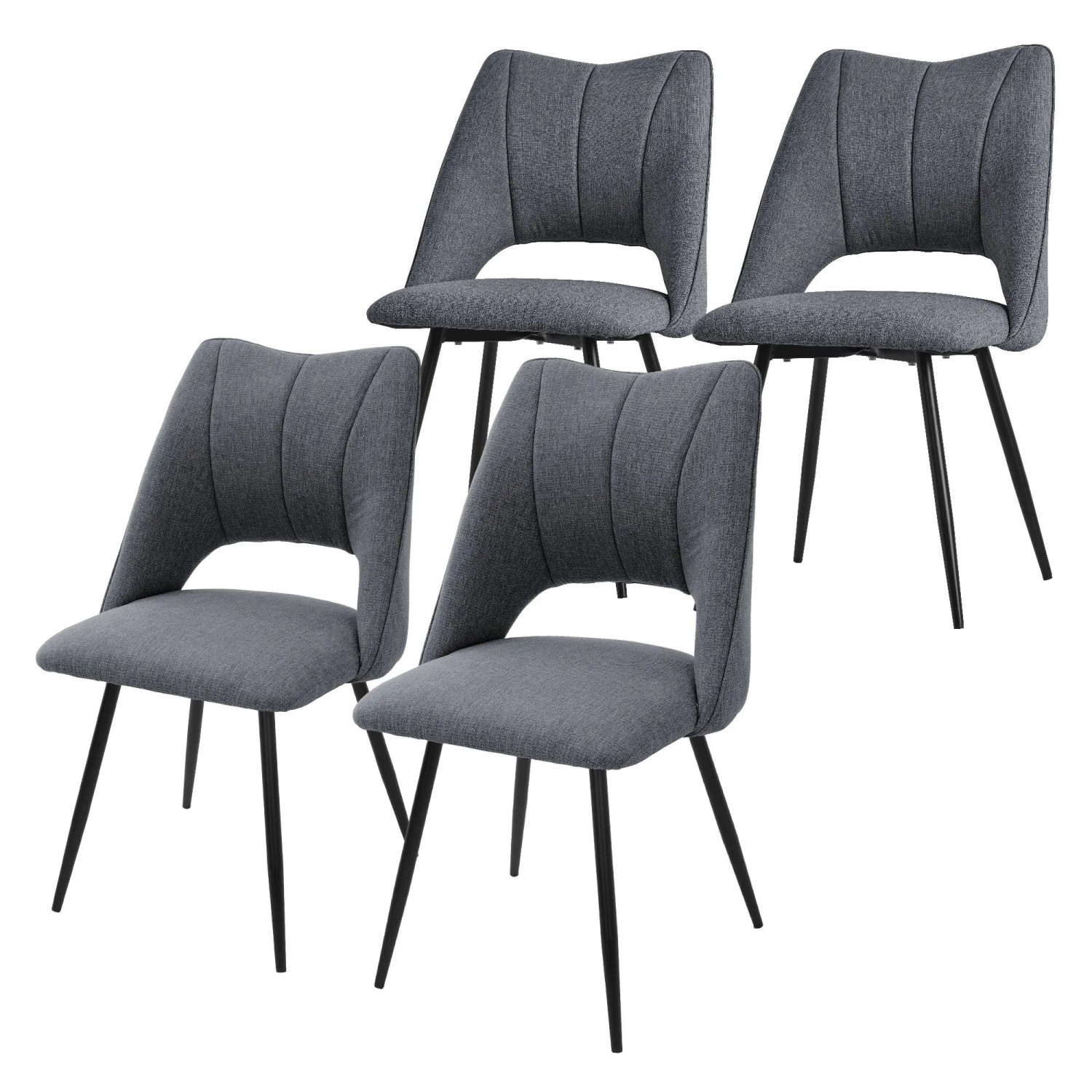 ML-Design Esszimmerstühle 4er Set Stoffbezug Grau Metallbeinen