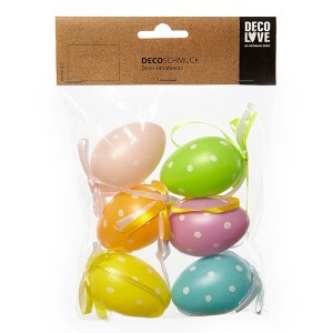 Brauns-Heitmann Behang-Eier, gepunktet, pastellbunt, 6 Stück, ca. 6 cm, Osterdekoration.