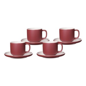Ritzenhoff & Breker Jasper Kaffeetassen-Set, 4-teilig, Beere. Steinzeug-Tassen mit Untertassen.