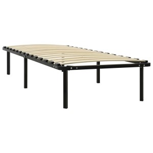 Schwarzes vidaXL Bettgestell aus Metall, 90x200 cm, mit Lattenrost.