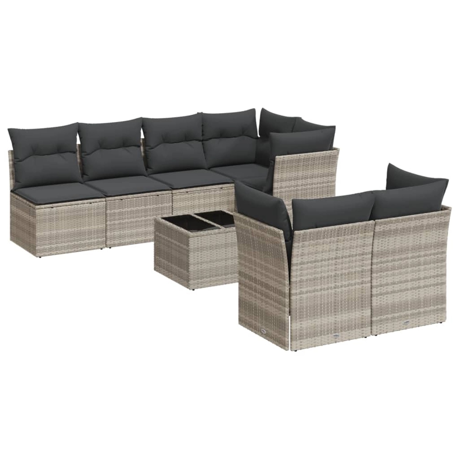 vidaXL 8-Tlg Garten-Sofagarnitur mit Kissen Hellgrau Poly Rattan 3249141 günstig online kaufen