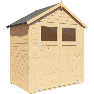 Naturbelassenes Bertilo Gartenhaus Sylt 1, 180x120 cm, mit Doppeltür und Lichtausschnitt. Kategorie: Gartenhäuser.