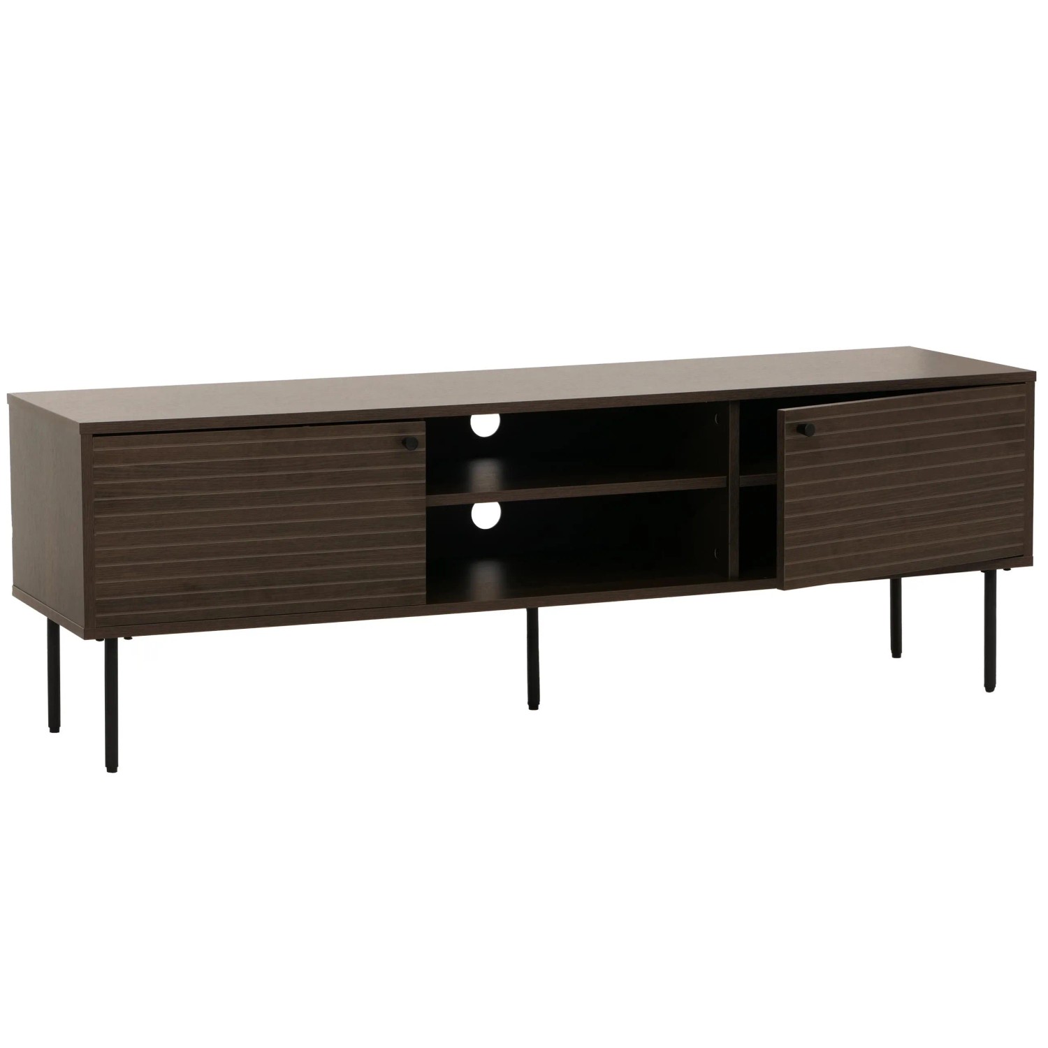 MCW TV-Rack N78 Skandinavischer Stil Metall Holz Melamin 50x150x40cm Dunkelbraun