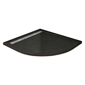 Duschparadies Duschwanne Duschtasse 90x90x3cm für Duschkabine Duschwand Walk-in Dusche Duschtür Stein-Effekt Viertelkreis Runddusche Schwarz