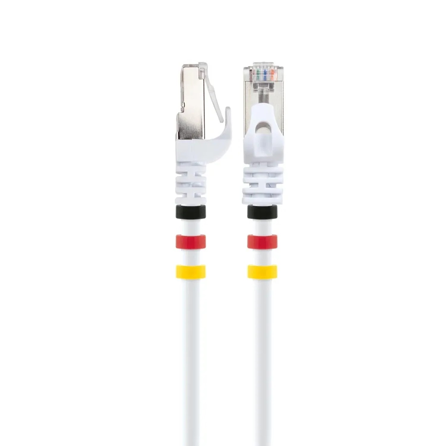 Weißes Schwaiger CAT7 Netzwerkkabel (0,5 m) mit Farbclips für Computer & Multimedia.
