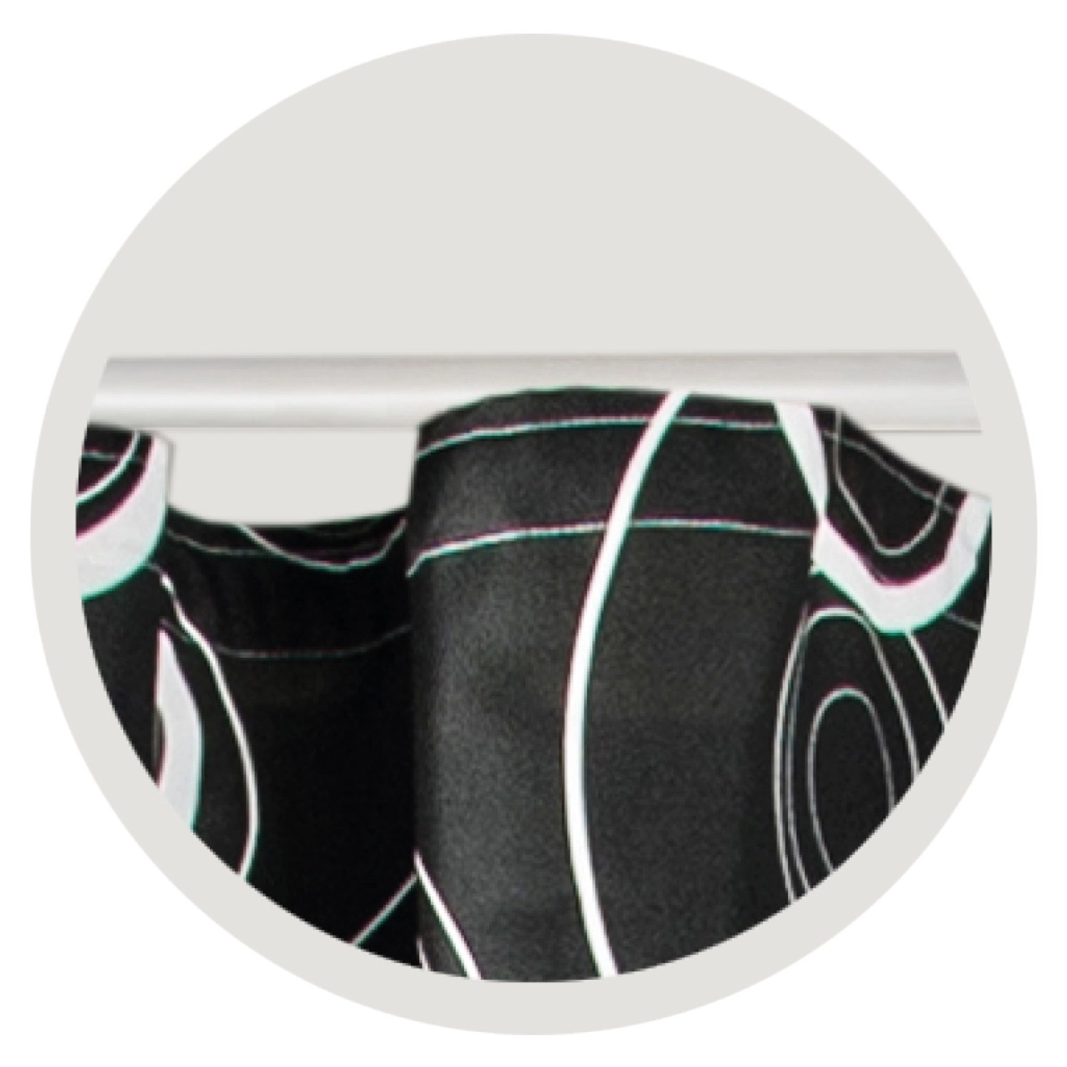 Arsvita Dekoschal Malisa, blickdicht, schwarz mit weißem Druck, Universalband.