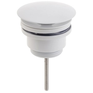 Kronenbach Ablaufventil für Waschtisch ohne Überlauf, Schaftventil in Weiß Matt, kurze Ausführung.