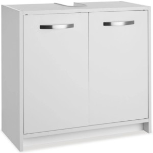 Tectake Waschbeckenunterschrank Katalina Großer Stauraum Spanplatte und Mdf Platte 29 x 63 x 55 cm Weiß