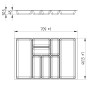 SOTECH ORGA-BOX-2 Besteckeinsatz Tiefe 462 mm Höhe 50,5 mm Für Nobilia Küchen Canvas Struktur Silbergrau Breite 709 mm_6