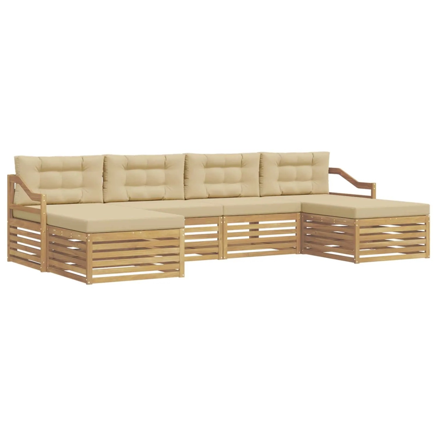 vidaXL Outdoor-Sofagarnitur 6 Stk Weiß und Beige 325 x 162,5 x 73 cm 3390943