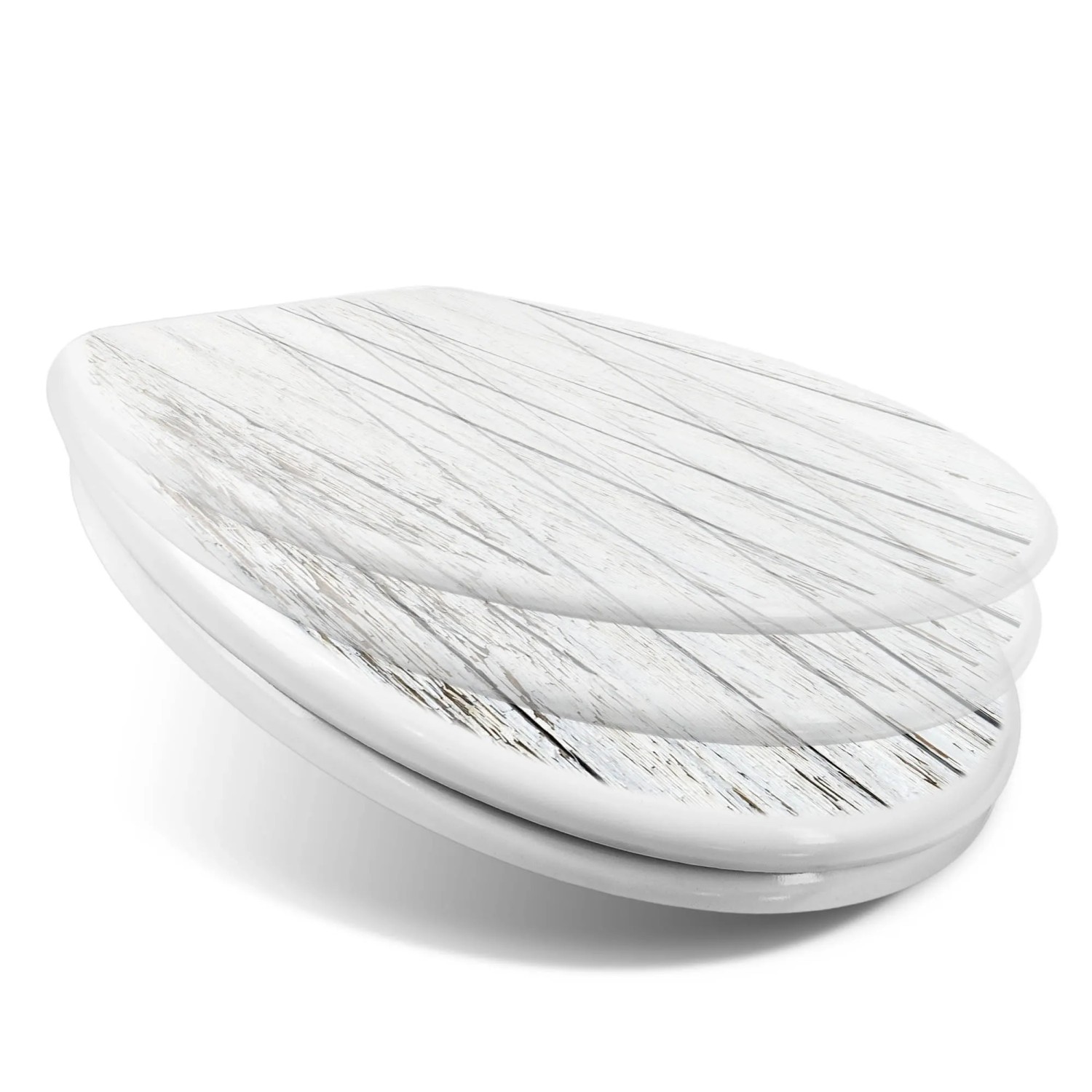 Banjado WC-Sitz mit Absenkautomatik, Motiv Weißer Bretterzaun, aus Duroplast.