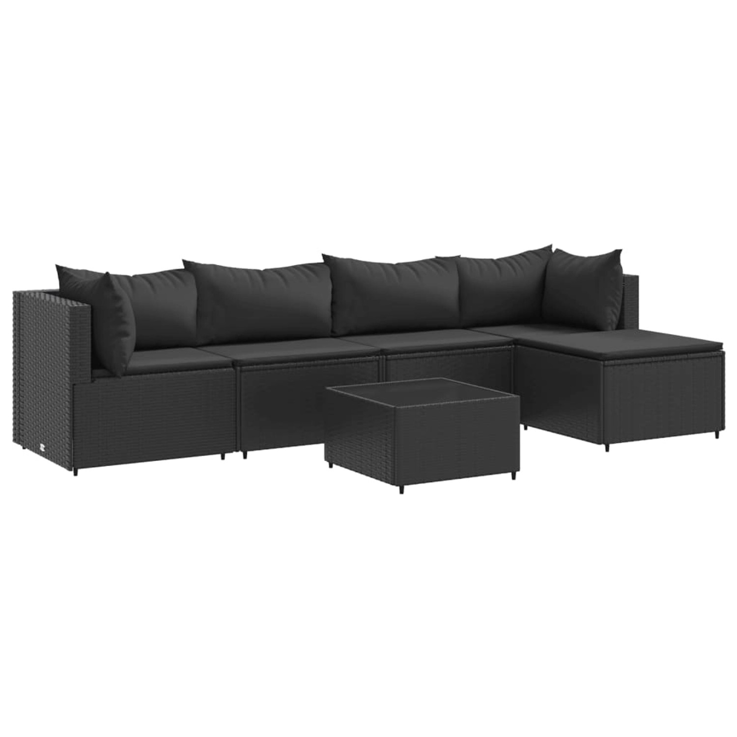 vidaXL 6-Tlg Garten-Lounge-Set mit Kissen Schwarz Poly Rattan 3308067 günstig online kaufen