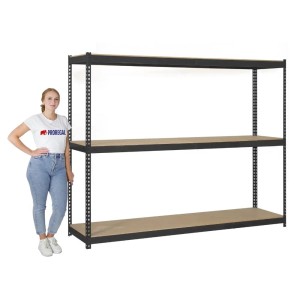 PROREGAL Schwerlastregal Wood Yeti, 200x120x60 cm, anthrazit, mit 3 Böden und einer Traglast von 400 kg pro Boden.