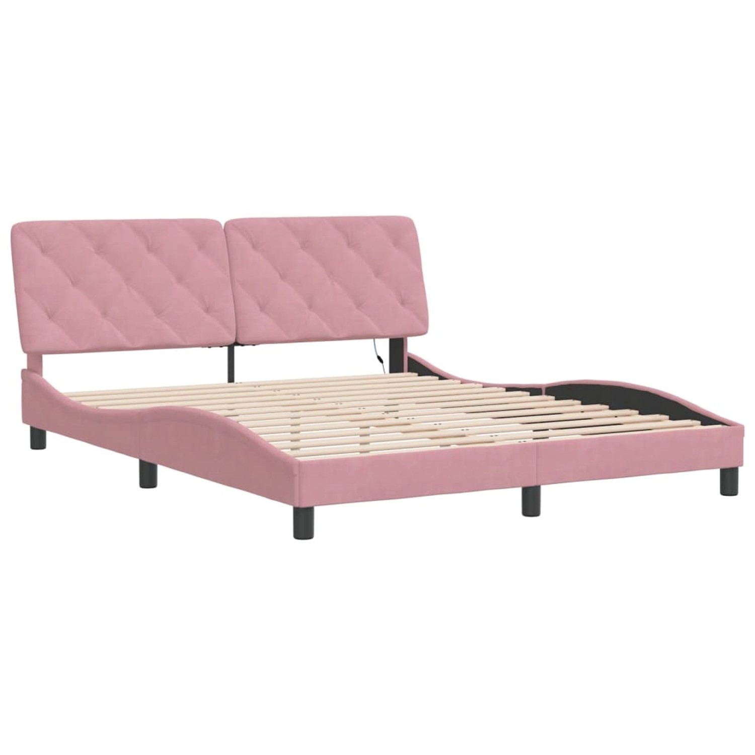 vidaXL Bettgestell mit LED ohne Matratze Rosa 160x200 cm Samt 3213866 günstig online kaufen
